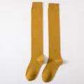 Einfarbige Kniestruempfe fuer Damen, Baumwolle japanischen Stil lange Roehrensocken Alltag. - Einheitsgröße / Kurkuma