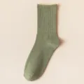 Green men crew socks for summer thin breathable solid color cotton casual sports socks - One Size / Dark Green