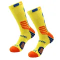 Men's athletic basketball socks with cushion towel sole, shock-absorbing non-slip yellow. - One Size / 7-Yellow + Blue