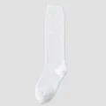 Calze alte bianche tinta unita da donna, morbide calze lunghe classiche e confortevoli. - Taglia unica / Bianco