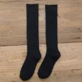 Calze lunghe termiche nere da donna, calze invernali spesse in maglia calda vista SKU. - Taglia unica / Nero