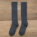 Dark grey solid winter warm mid-tube socks, soft plush thickened casual cotton hosiery for women. - One Size / Dark Gray