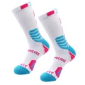 Men's elite basketball athletic socks with cushioned towel bottom, shock absorption non-slip. - One Size / 8-White + Pink