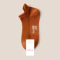 Men's solid color breathable mesh low cut boat socks casual summer short cotton socks - One Size / Orange