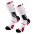 Men's athletic crew socks, elite basketball socks with cushioned towel bottom and shock absorption. - One Size / 9-White + Red