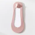Pink low-cut invisible liner socks for women, summer thin knit anti-slip boat socks - One Size / Lotus root pink