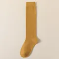 Calzini al polpaccio gialli da donna in morbida maglia di cotone, comfort quotidiano. - Taglia unica / Curcuma