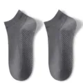 Men's Summer Breathable Mesh Low Cut Socks Solid Color Cotton Boat Socks Casual Sports Wear - One Size / Dark Gray