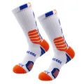 Men's elite basketball sports socks, mid-tube towel bottom shock-absorbing non-slip athletic socks. - One Size / 12-White + Blue