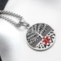 Roestvrij staal medische levensboom hanger ketting met stijlvolle box ketting voor mannen - Zilver