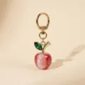 Red acrylic apple bag charm cute gold metal keychain for women daily accessories gift - Red