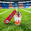 2026 World Cup football keychain acrylic liquid quicksand bottle pendant bag charm souvenir gift - Milk Tea Cup Football Quicksand - Red