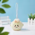 Cute plush steamed bun keychain bag pendant fluffy stuffed doll toy gift decoration - Creamy Yellow