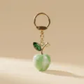 Green acrylic apple bag charm and stylish metal keychain for women daily use variant. - Green
