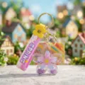 Süßer Kirschblüten Treibsand Schlüsselanhänger Flüssig Glitzer Tasche Anhänger Geschenk - Bunter Sakura-Treibsand - Lila