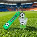 2026 World Cup football themed acrylic oil quicksand cup keychain pendant cute gift - Milk Tea Cup Football Quicksand - Green