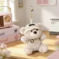Cute scented bear keychain plush toy bag charm cartoon key ring cute doll accessory for daily use - Scented Plush Bear - White Hat