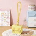 Mini borsa auricolari in pelle PU gialla simpatico portachiavi portamonete ciondolo borsa elegante - Giallo
