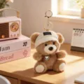 Cute plush bear keychain bag pendant cartoon toy doll accessory with heart necklace for gifts - Plush Scented Bear - Brown Bear White Hat