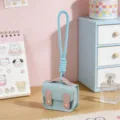 Grazioso mini zaino astuccio auricolari in pelle PU portachiavi ciondolo per donne e ragazze. - Blu