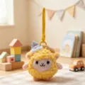 Simpatica pecorella gialla peluche portachiavi cartone animato agnello borsa ciondolo - Giallo