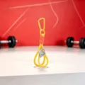 Yellow braided rope keyring bag charm with carabiner and orange accent for sports style daily use. - Nylon Lanyard / Yellow