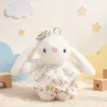 Cute floral dress plush rabbit pendant bag hanging decoration soft toy keychain doll - Cyan Floral Dress Rabbit