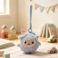 Portachiavi peluche pecorella, simpatico ciondolo borsa agnello blu con cappellino festa morbido - Blu