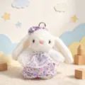 Cute floral dress white bunny plush keychain kawaii bag hanging ornament soft toy pendant - Purple Floral Dress Rabbit