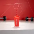 Red mini shaker bottle keychain sports style bag charm gym fitness gift accessory - Drip Glue Sports Bottle Pendant / Red