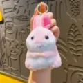 Cute plush hamster bunny keychain, soft toy backpack pendant for keys, lovely cartoon gift. - Plush Pink Rabbit