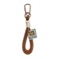 Woven rope keychain with metal carabiner clip and charm lanyard for keys bags phone strap. - Dark Brown