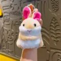 Cute plush hamster rabbit keychain bag pendant soft fluffy toy accessory for gifts. - Plush Yellow Rabbit