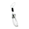 White woven rope keychain with metal carabiner, stylish wrist strap for phone or keys. - White