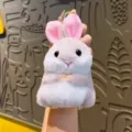 Cute plush bunny hamster keychain bag charm soft stuffed animal pendant for keys and backpacks. - Plush Gray Rabbit