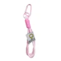 Pink braided rope keychain with metal carabiner clip, perfect for phone charms and keys. - Pink