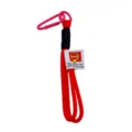 Red braided lanyard keychain with pink metal carabiner for mobile phone and keys pendant - Red