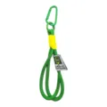 Green braided rope keychain with carabiner and yellow accent for keys and bags. - Green
