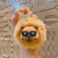 Cute capybara plush keychain fluffy ball bag pendant metal ring cartoon animal ornament - Furry Ball Capybara - Sunglasses / Brown