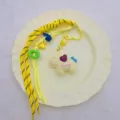 Cute resin pony keychain with yellow lanyard, creative DIY bag pendant and adorable accessory. - Yellow