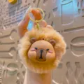 Cute Capybara Plush Keychain Fluffy Pom Pom Bag Charm Cartoon Animal Key Ring Toy Gift - Furry Ball Capybara - Blush / Pink Brown
