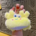 Cute yellow crab plush keychain toy, soft stuffed sea animal keyring pendant for bags. - Plush Crab / Yellow