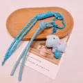 Cute blue phone lanyard bag charm set with plush doll keychain aesthetic accessories for women - Blue