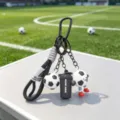 Sporty football keychain with mini water bottle charm, stylish bag pendant accessory. - Sports Series Pendant / Football
