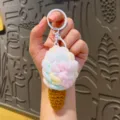 Handmade crochet ice cream keychain, cute knitted dessert bag pendant ornament gift. - Colorful