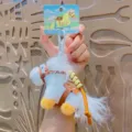 Peluche caballo llavero lindo colgante de bolso animal esponjoso para la mochila - Blanco