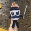 Cute ninja plush keychain toy black and white cartoon doll bag pendant accessory new - Coffee Ninja