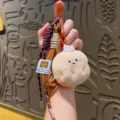 Cute plush food keychain bag pendant plushie charm with braided lanyard for cute gifts accessories - Chef Bread