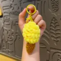 Handmade crochet ice cream keychain cute bag pendant yellow dessert ornament gift for kids - Yellow