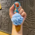 Handmade crochet ice cream keychain cute knitted cone bag charm plush pendant gift. - Blue